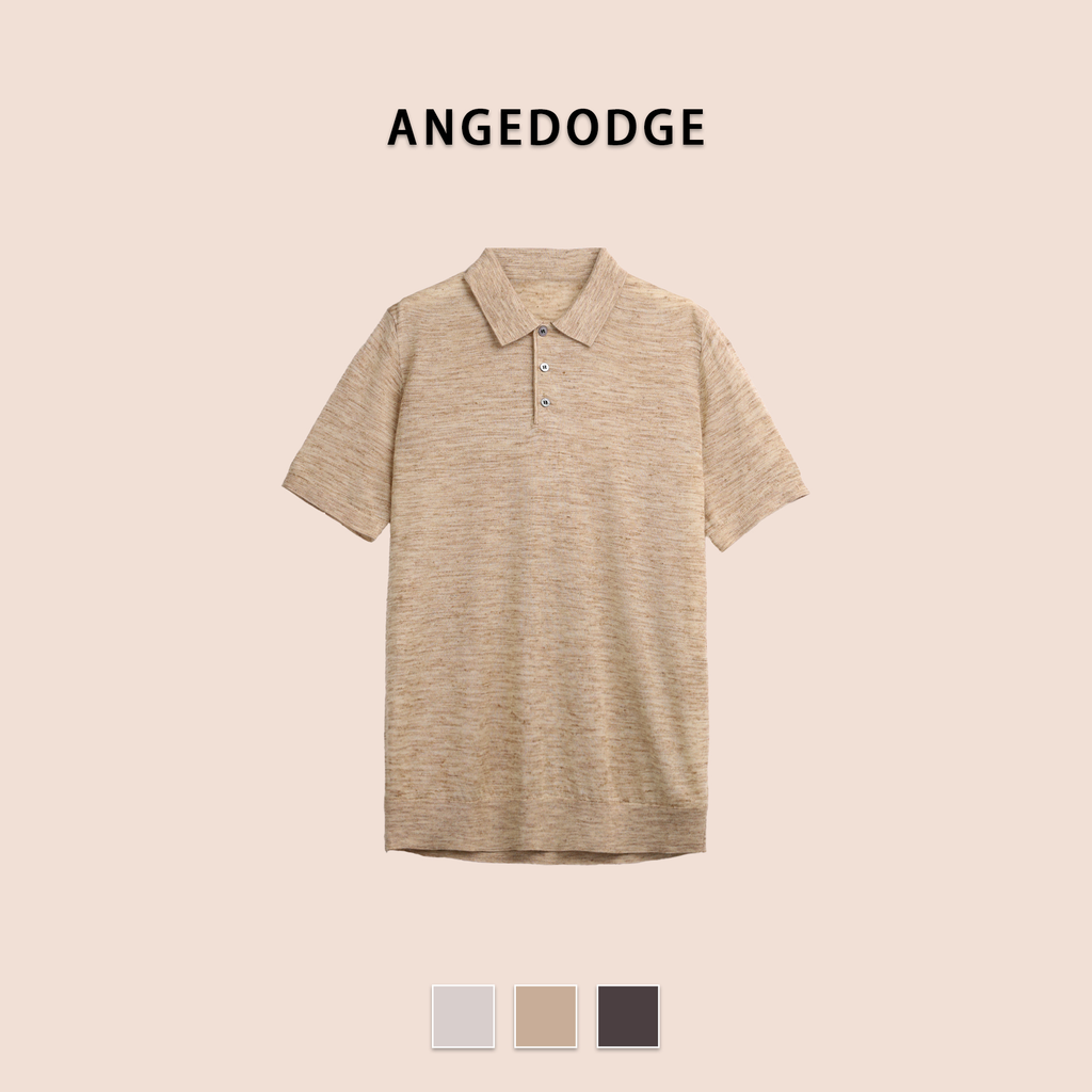 ANGEDODGE Linen Blend Short Sleeve Polo Shirt — Polo Shirts - image 1