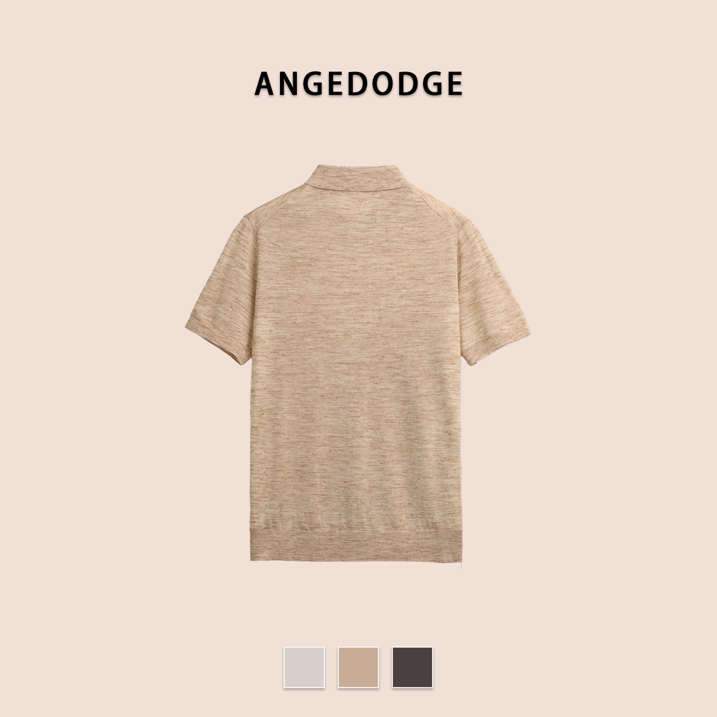 ANGEDODGE Linen Blend Short Sleeve Polo Shirt — Polo Shirts - image 2