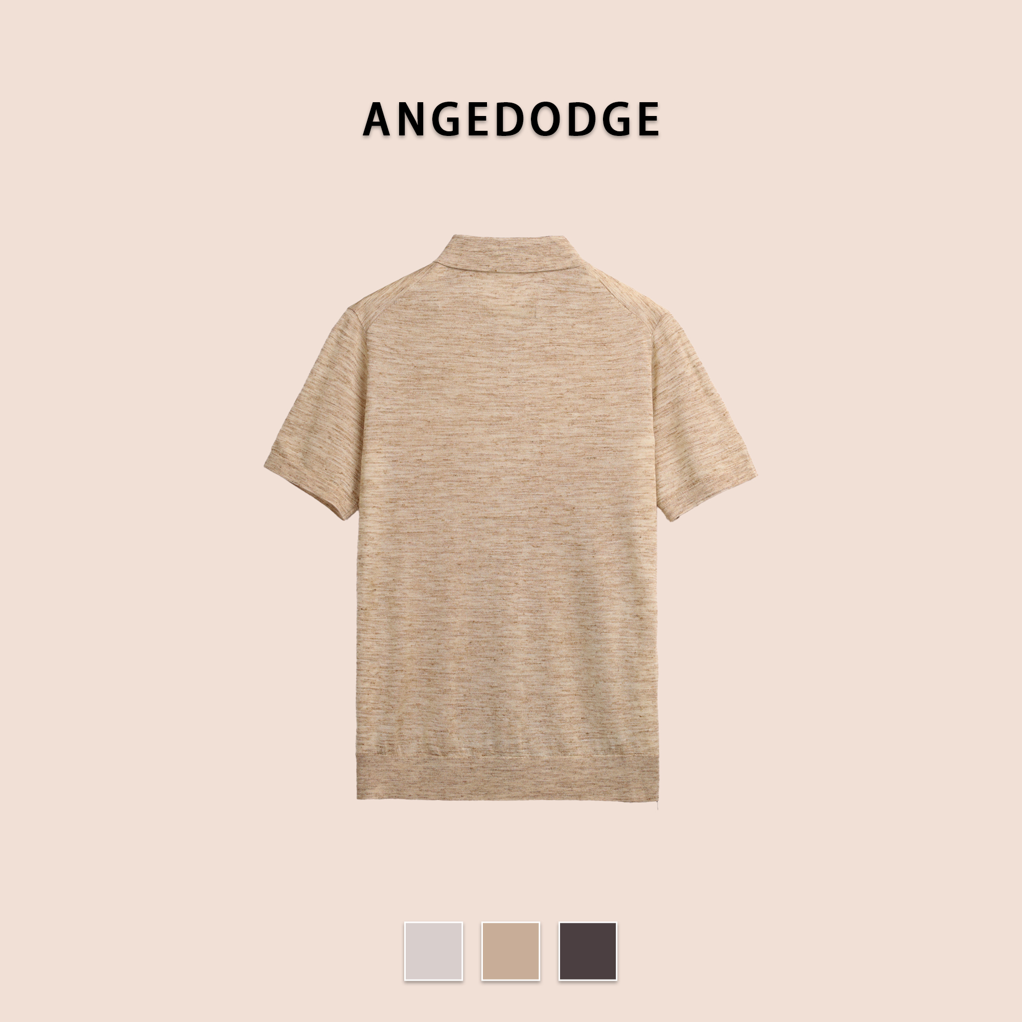 ANGEDODGE Linen Blend Short Sleeve Polo Shirt — Polo Shirts - image 2