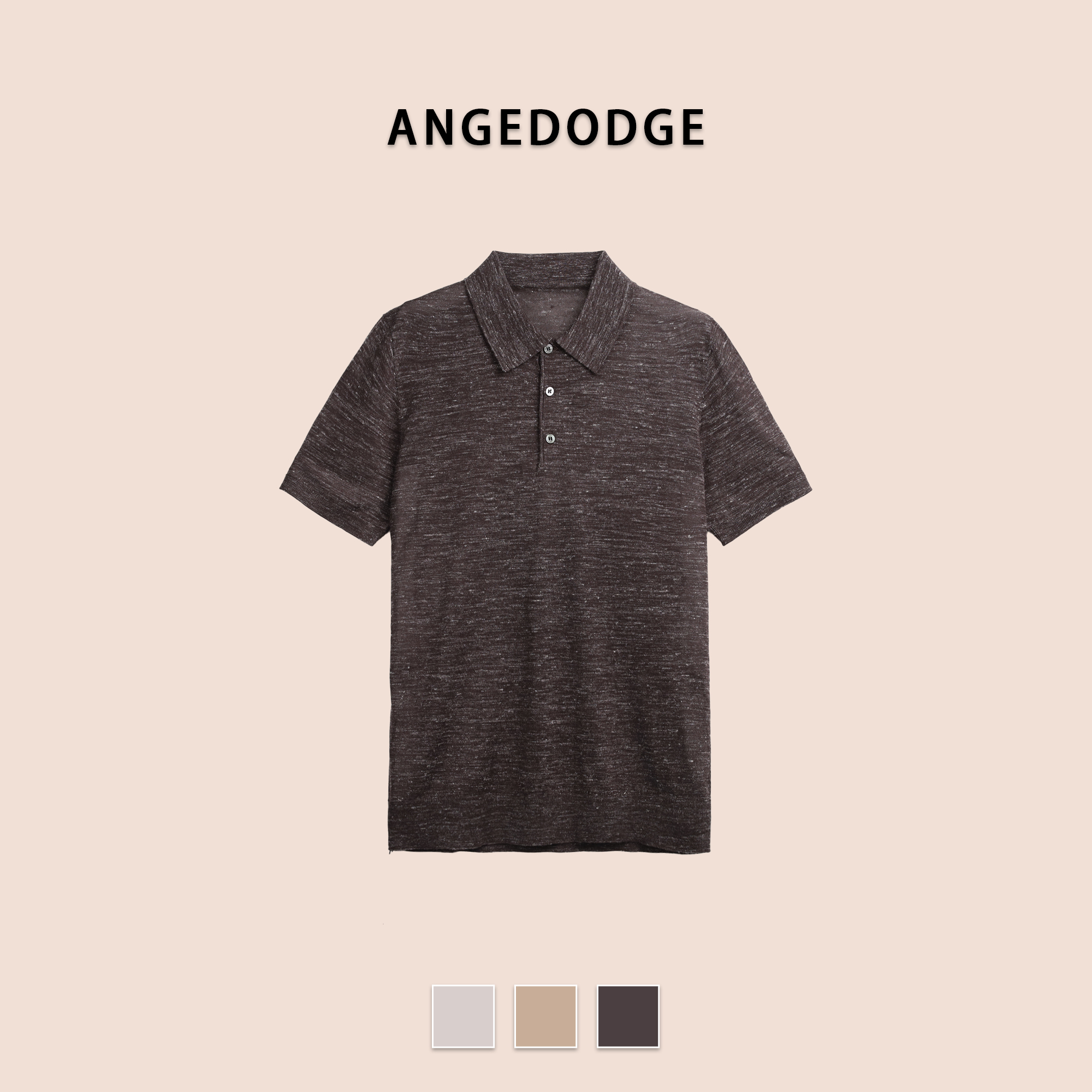 ANGEDODGE Linen Blend Short Sleeve Polo Shirt — Polo Shirts - image 5