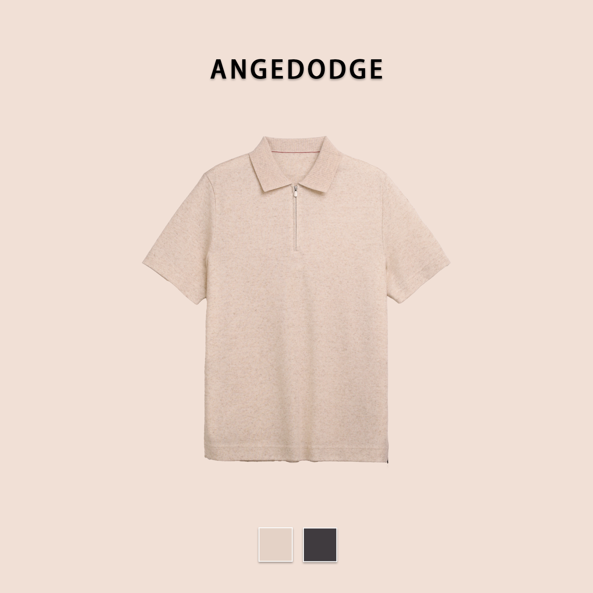 ANGEDODGE Linen Blend Short Sleeve Polo Shirt — Polo Shirts - image 1