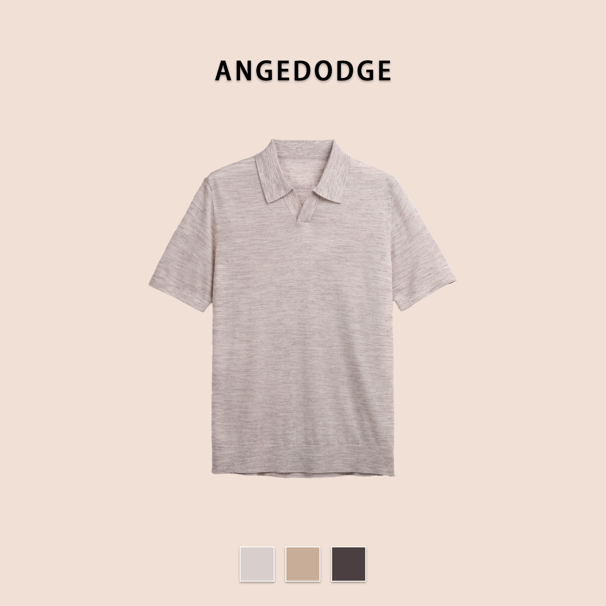 ANGEDODGE Spring Linen Blend Business Polo Shirt — Polo Shirts - image 1