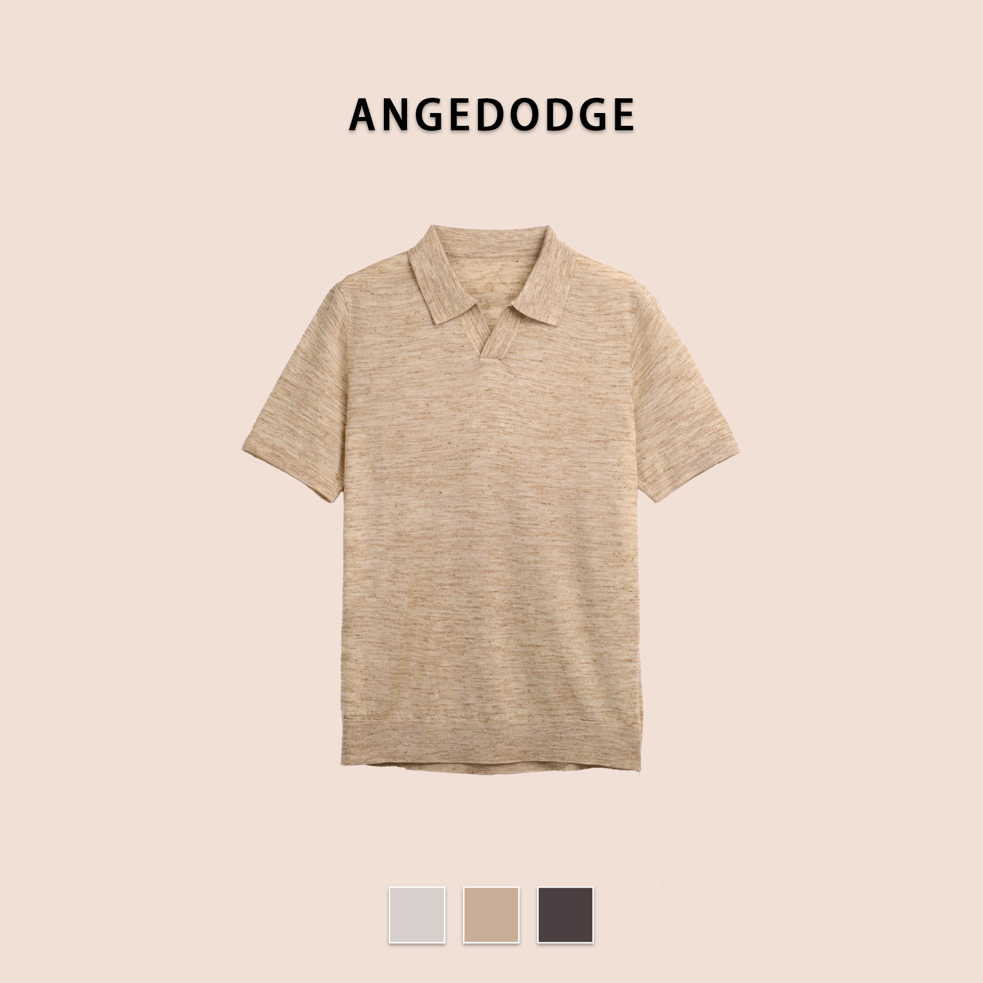 ANGEDODGE Spring Linen Blend Business Polo Shirt — Polo Shirts - image 5
