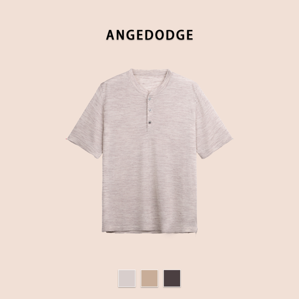 ANGEDODGE Linen Blend Short Sleeve Polo Shirt — Polo Shirts - image 1