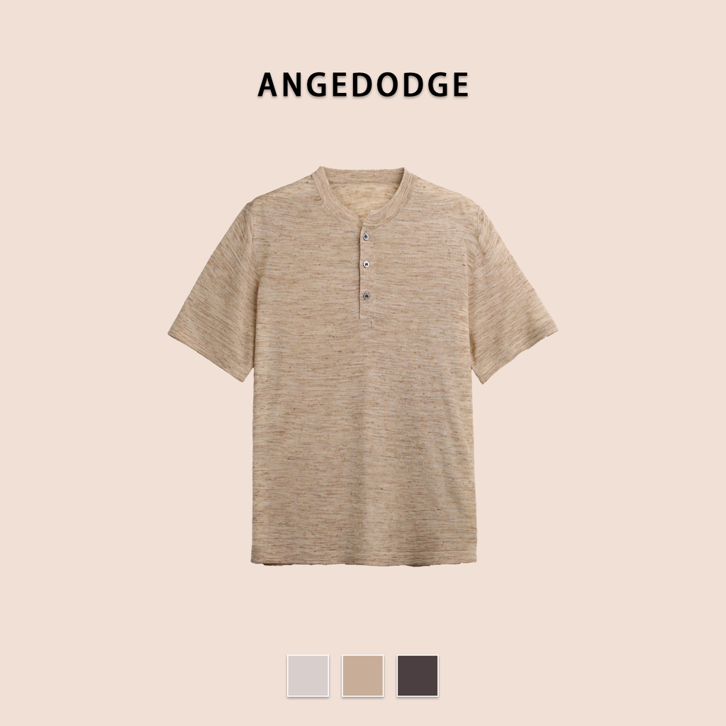 ANGEDODGE Linen Blend Short Sleeve Polo Shirt — Polo Shirts - image 3