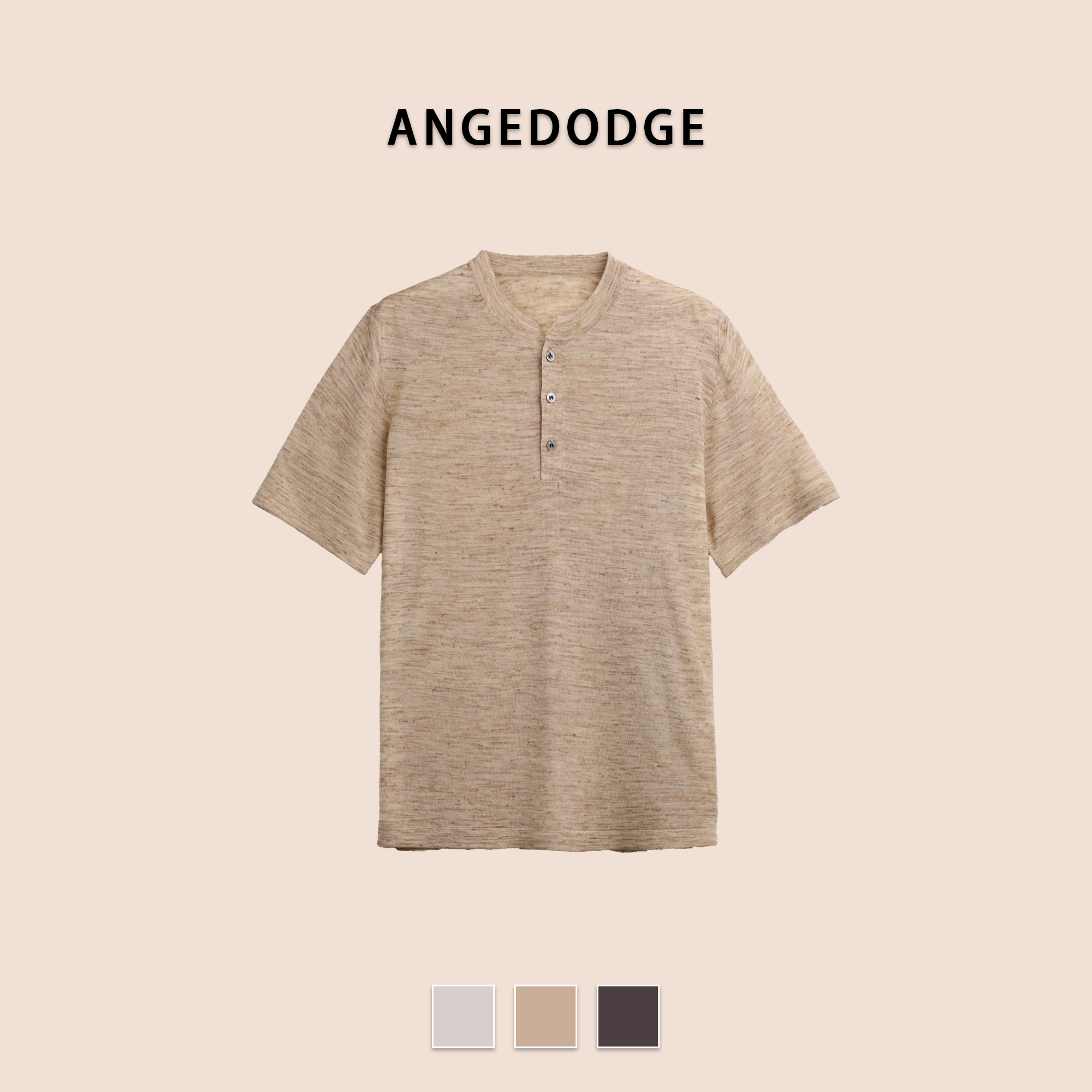ANGEDODGE Linen Blend Short Sleeve Polo Shirt — Polo Shirts - image 3