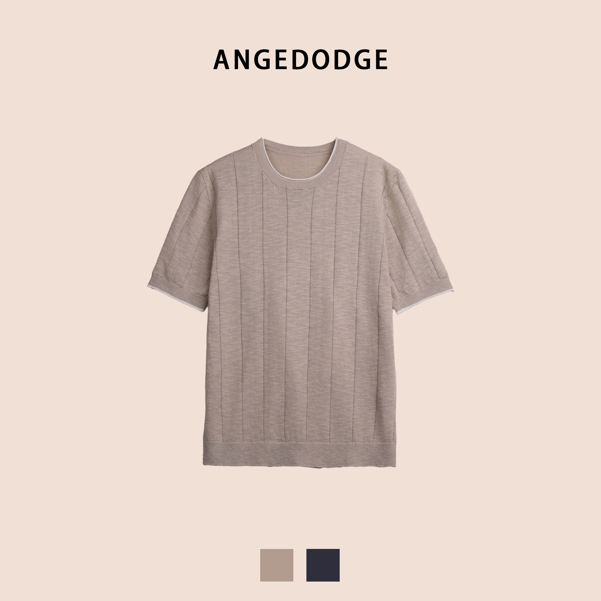 ANGEDODGE Knit Collar Short Sleeve T-Shirt — T-Shirts - image 1