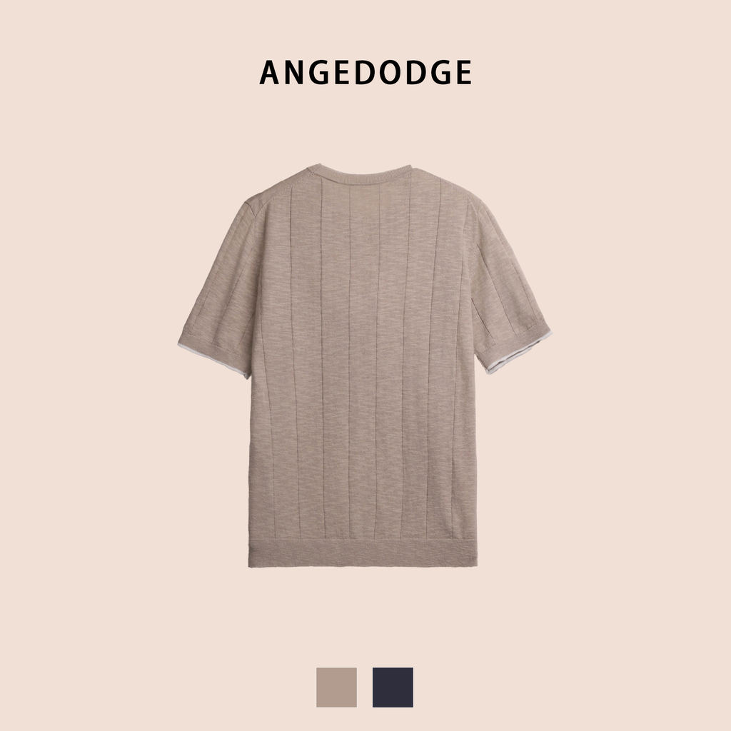 ANGEDODGE Knit Collar Short Sleeve T-Shirt — T-Shirts - image 2