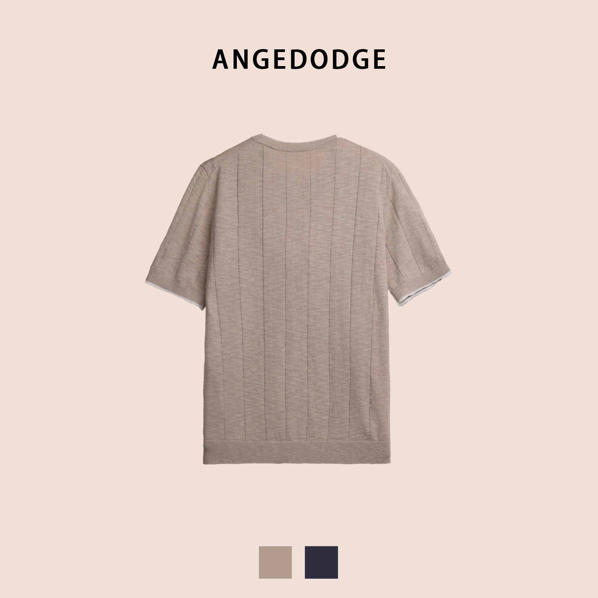 ANGEDODGE Knit Collar Short Sleeve T-Shirt — T-Shirts - image 2
