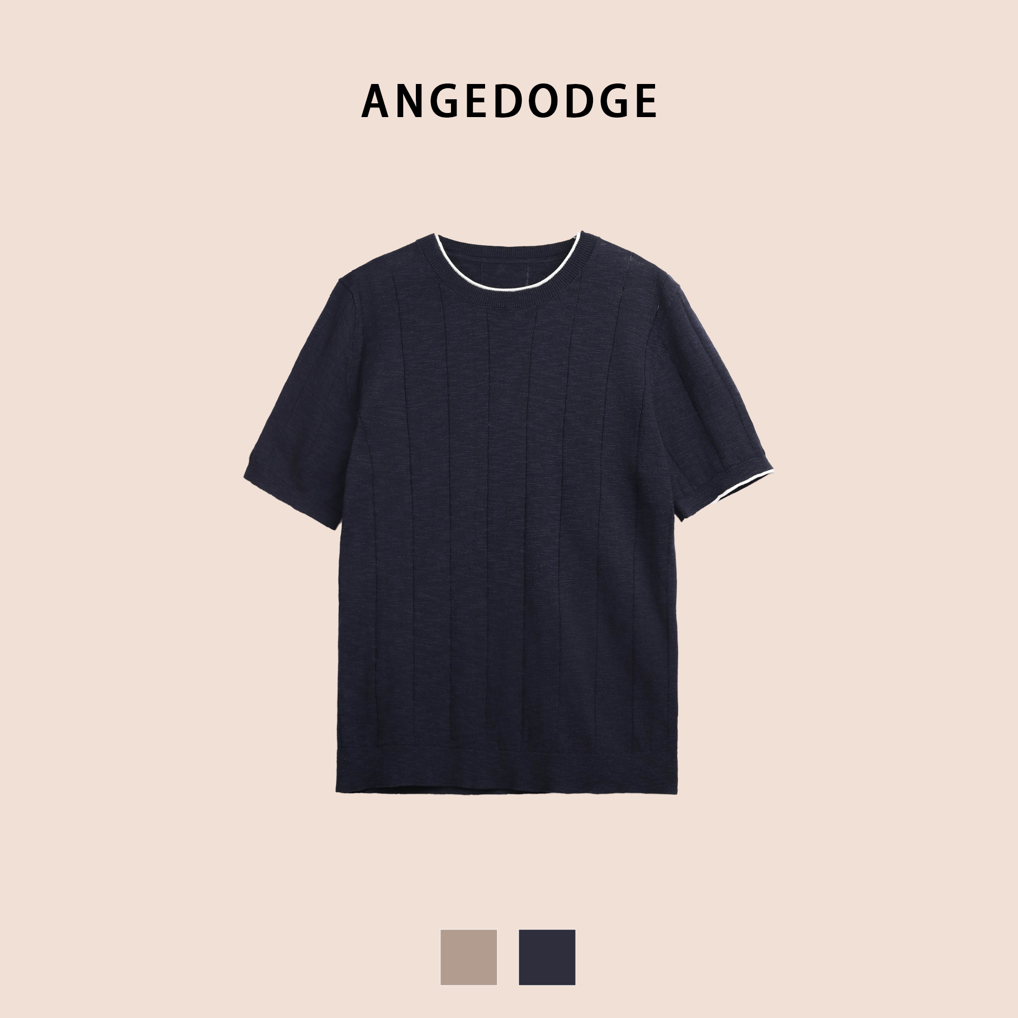 ANGEDODGE Knit Collar Short Sleeve T-Shirt — T-Shirts - image 3