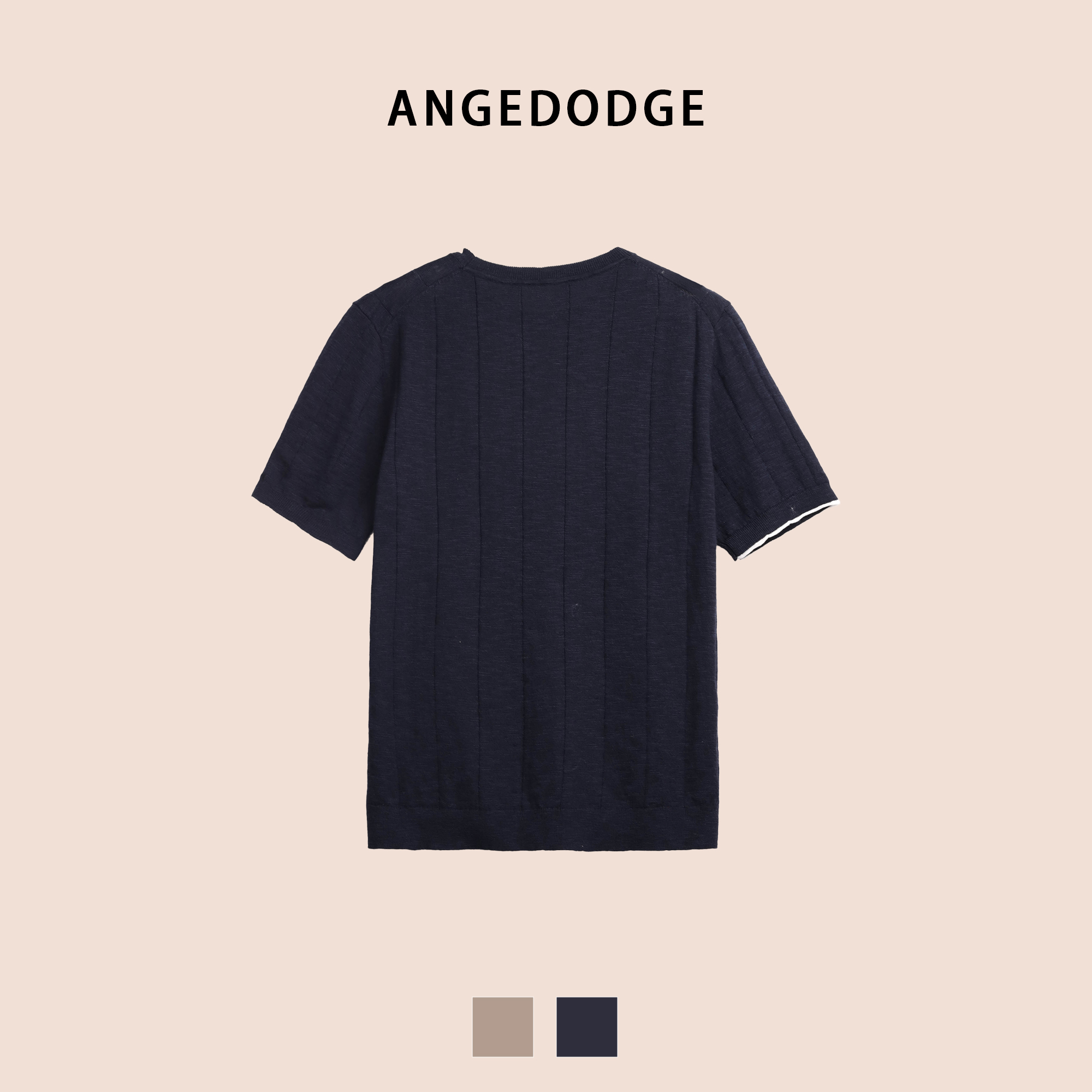 ANGEDODGE Knit Collar Short Sleeve T-Shirt — T-Shirts - image 4