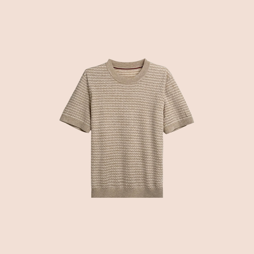 ANGEDODGE Striped Knit Crew Neck T-Shirt — T-Shirts - image 1