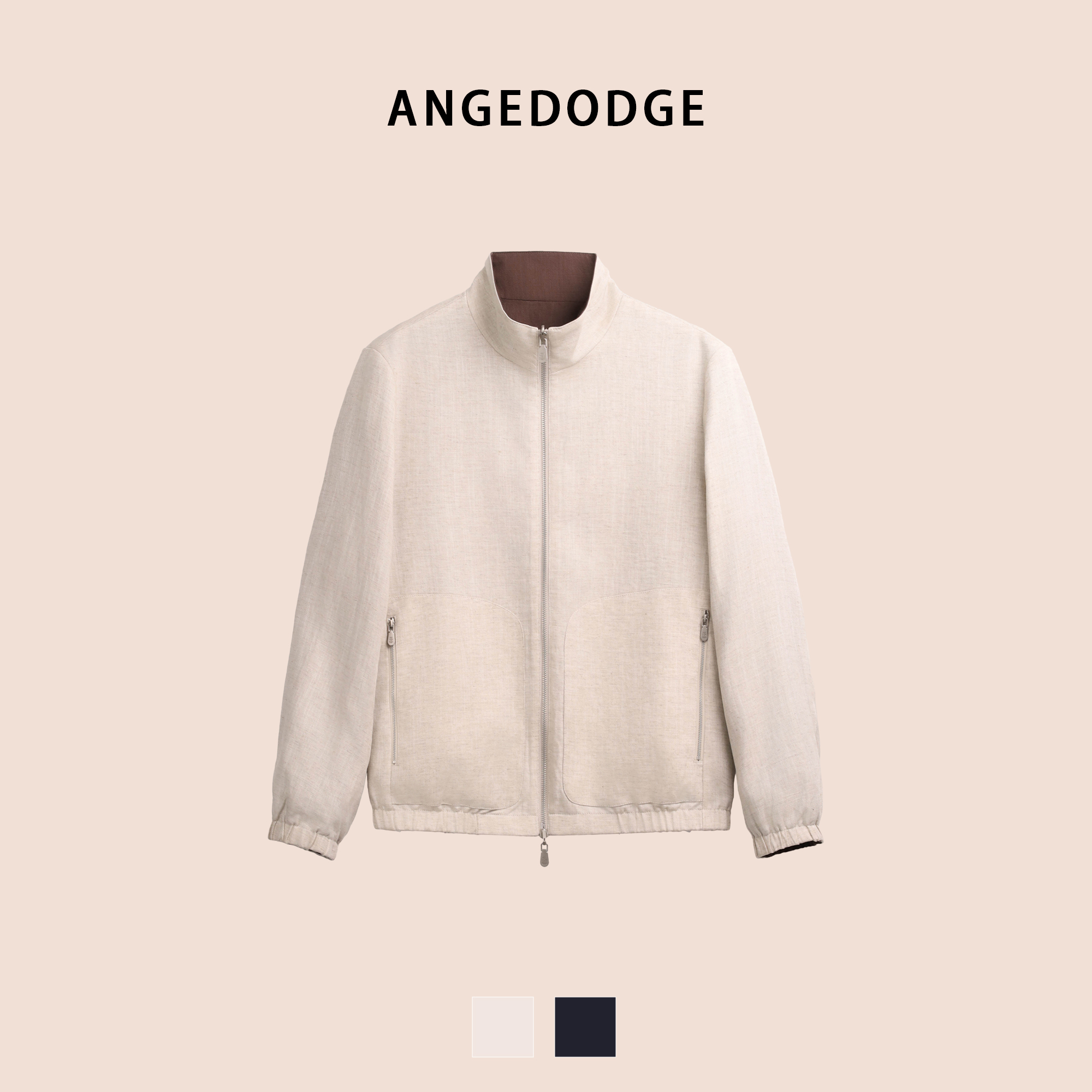 Linen Blend Stand-Collar Jacket