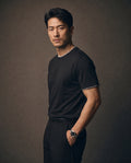 Cotton-Lyocell Colorblock Tee - Black on model