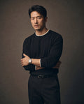 Layered-Look Wool Blend Sweater - Jet Black on model