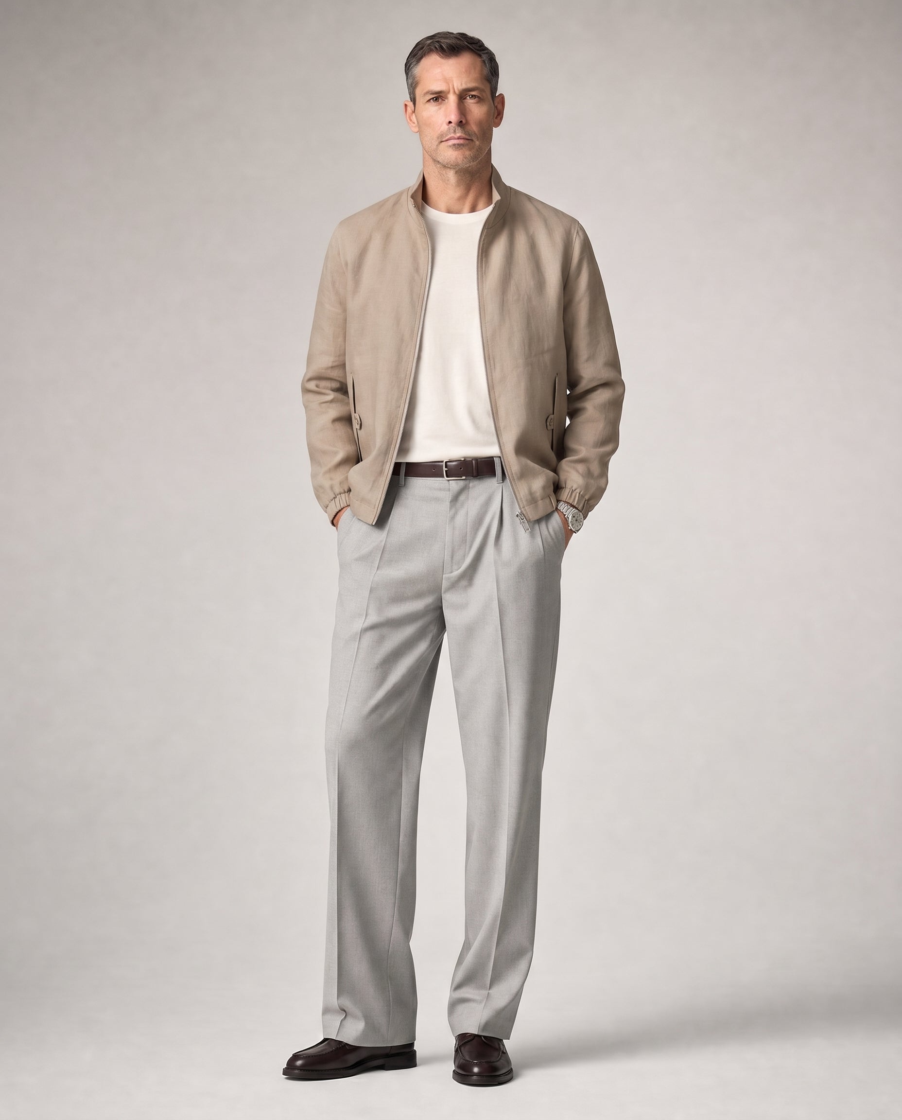 Reversible Linen Stand-Collar Jacket