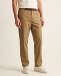 Business Casual Straight-Leg Trousers - Dark Khaki on model