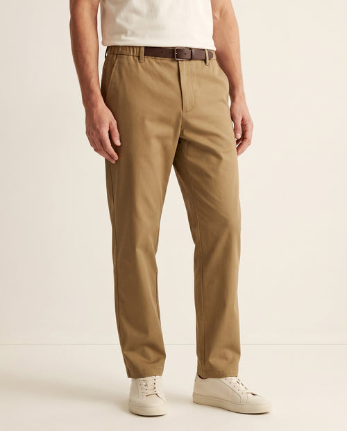 Business Casual Straight-Leg Trousers - Dark Khaki on model
