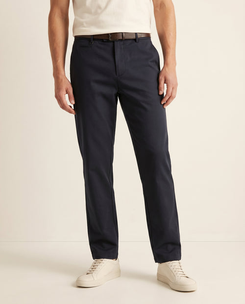 Business Casual Straight-Leg Trousers - Navy Blue on model