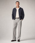 Linen Blend Stand-Collar Jacket - Navy on model