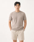 Linen Blend Knit Tee - Sand on model