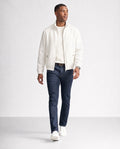 Reversible Linen Stand-Collar Jacket - White on model