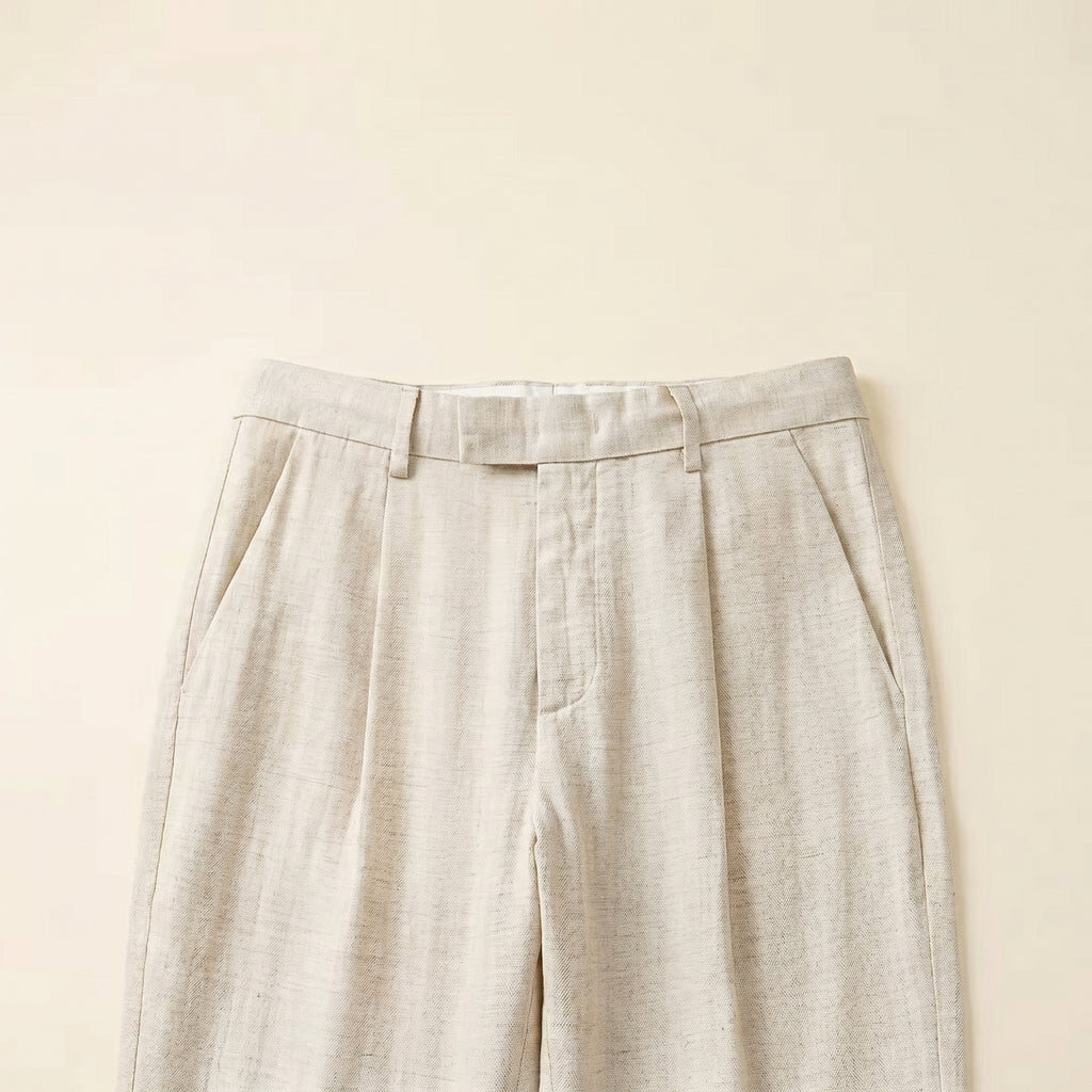Linen Blend Straight-Leg Trousers