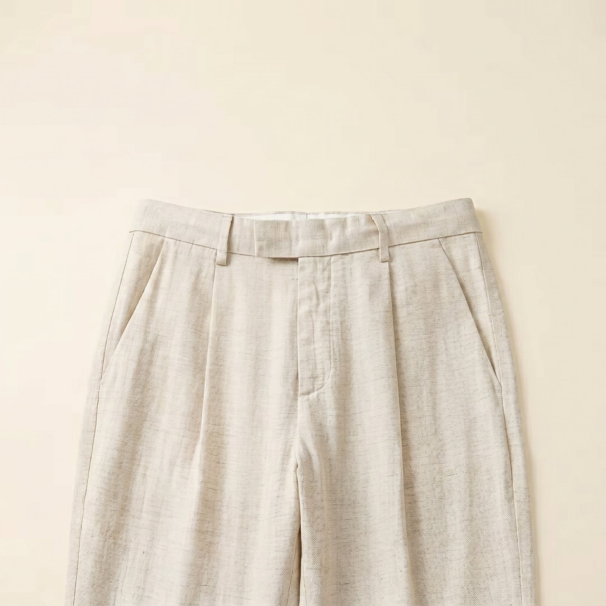 Linen Blend Straight-Leg Trousers